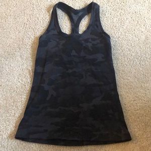 Lulu racer back tank in black camo